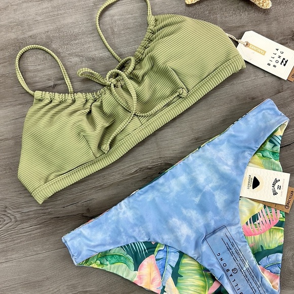 ☀️BILLABONG☀️ TANLINES COCO BRALET RIDES AND TIDES REVALUTION BIKINI SET - Picture 9 of 14